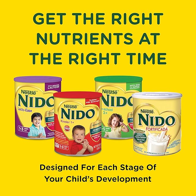 NESTLE NIDO Kinder 1+ Powdered Milk Beverage, 1.76 lb. Canister (Pack of 2)