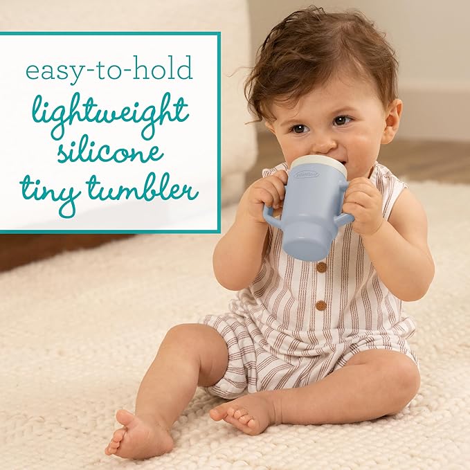 Infantino My 1st Tiny Tumbler, Silicone Sippy Cup with Straw & Handle, Spill-Resistant Baby Cup for On-the-Go, BPA-Free Transition Cup, Clarity