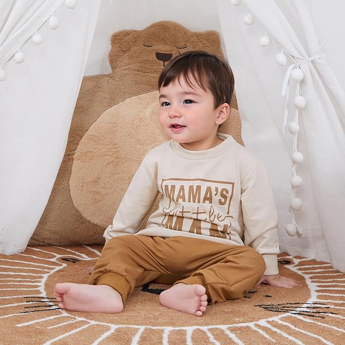 Toddler Boy Outfit Mama's Little Man Long Sleeve Sweatshirt And Pants Set Infant Baby Boy Fall Winter Clothes