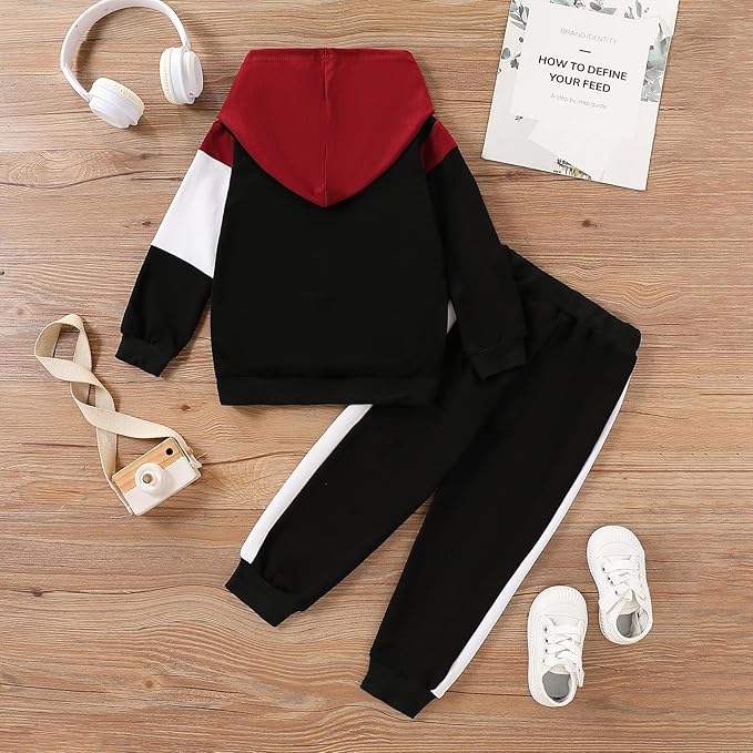 2-6T Toddler Baby Boy Clothes Color Blocking Hoodies + Pants Fall Winter Outfits