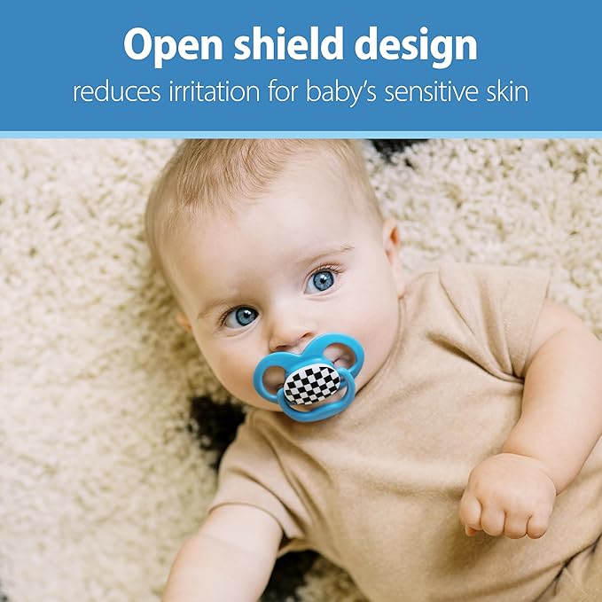 Dr. Brown's Advantage Baby Pacifier, Fully Symmetrical Soother with Soft Silicone Bulb, Skateboard Snail, 6-18m, BPA Free, 24 Pack