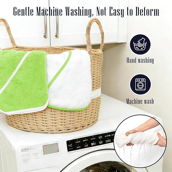 2 Pack Baby Bath Towel - Rayon Made from Bamboo, Ultra Soft Hooded Towels for Babies,Toddler,Infant - Newborn Essential -Perfect Baby Registry Gifts for Boy Girl (White and Green, 30 x 30 Inch)