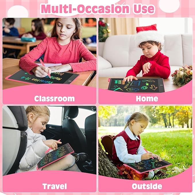 cimetech LCD Writing Tablet, Toddler Girl Toys for 1-3 Year Old, 12 Inch Drawing Pad for Kids Doodle Board, Learning and Educational Kids Toys for 4 5 6 7 8 Year Old Boys Birthday Gift, Pink