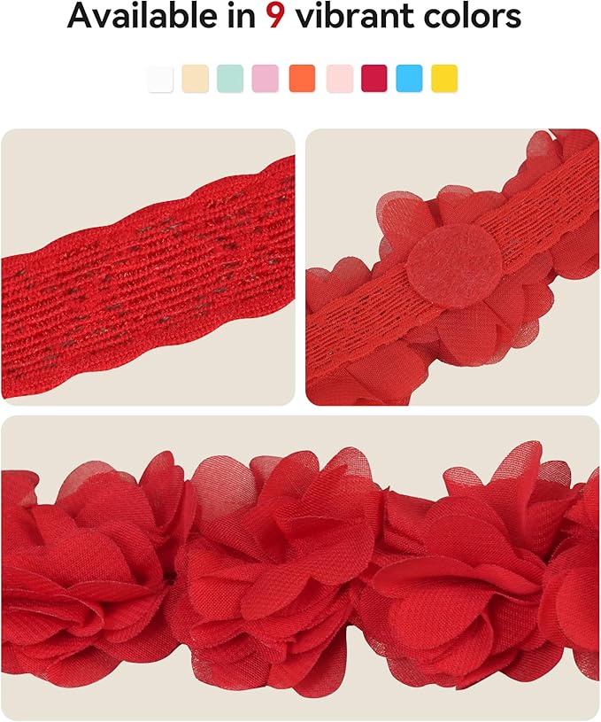 Fmeida Baby Girls Headbands for 4-24M | Soft Flower Crown (Fits 14.96"-18.89" Head)