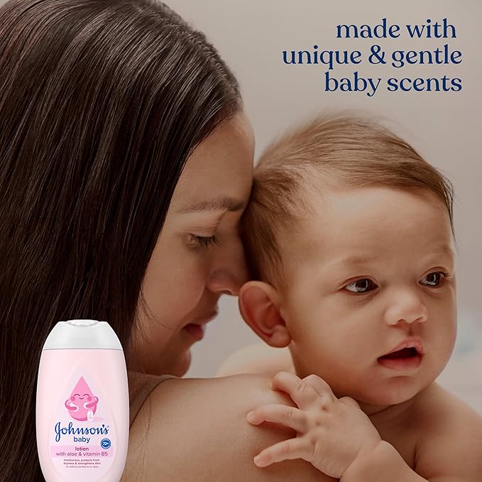 Johnson's Baby Lotion with Coconut Oil, Aloe Vera & Vitamin B5, 72 HR Hydration, Skin Moisturizer, Hypoallergenic, Safe for Newborn, Protects from Dryness & Strengthens Skin, 13.6 fl. oz