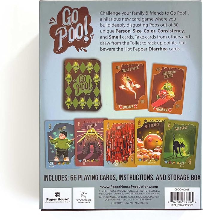 Paper House: Go Poo! The Game - Laugh Out Loud Funny Card Collection, Family Night, Hilarious Toilet Humor, Adults Kids Age 6+, 2-6 Players