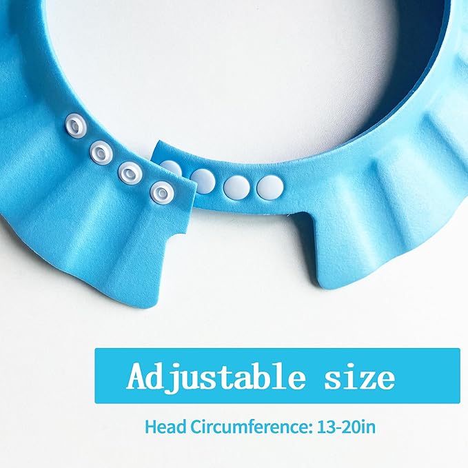 Soft Adjustable Baby Shower Cap - Head Visor for Washing Hair, Bathing Protection - Bath Cap for Toddler, Kids, Children (Blue)