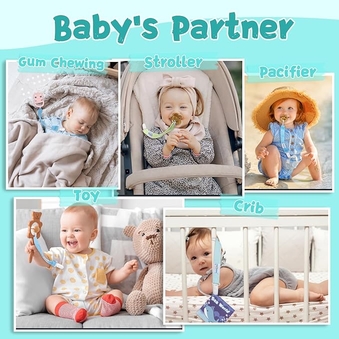 babygoal Baby Pacifier Clips, 6 Pack Pacifier Holder for Boys and Girls Fits for Most Pacifiers and Binkies 6MP09