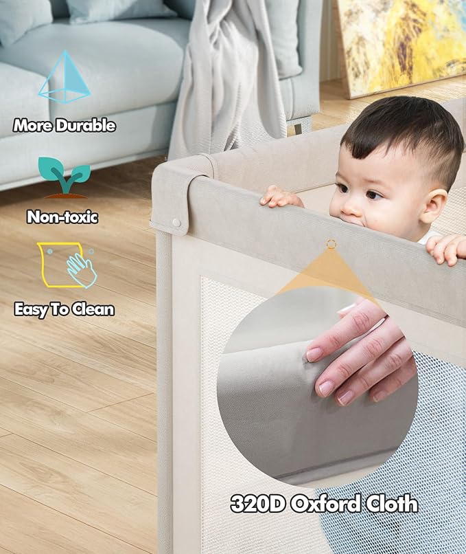 Mloong Baby Playpen with Mat, 59x71 in Extra Large Playpen for Babies and Toddlers, Indoor & Outdoor Activity Center, Safety Baby Fence with Door, Play Pen, Play Yards