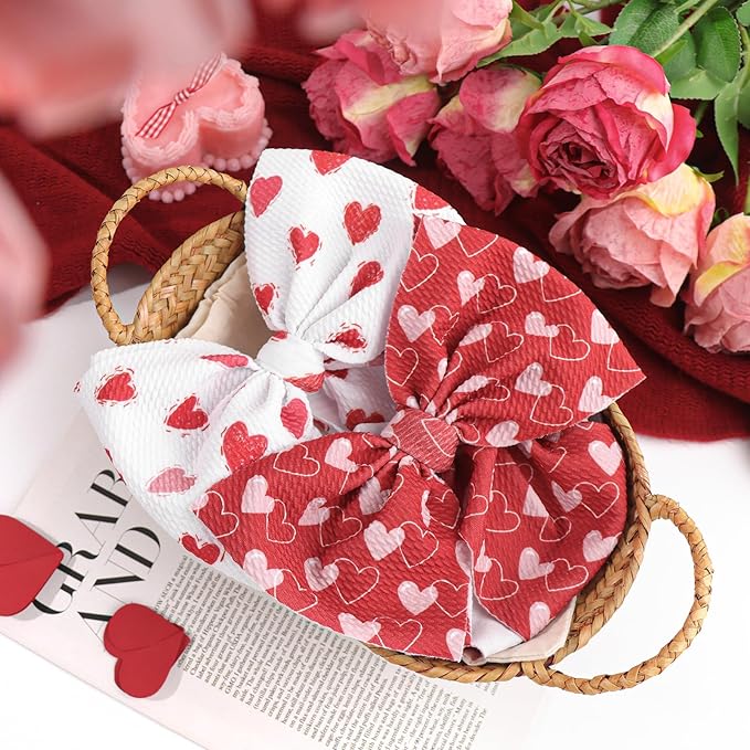 YanJie Baby Headbands Red Newborn Headbands Heart Light Bow Pink Baby Girls Bows Nylon Headband Baby Hair Accessories Infant Dress Up Gift