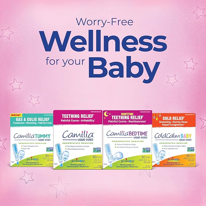 Boiron Camilia Bedtime Liquid Doses for Nighttime Teething Relief, Painful Gums, Restlessness, and Irritability -, 30 Count (Pack of 2)