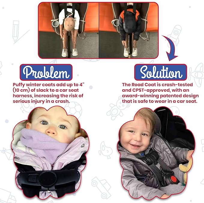 ONE KID The Road Coat Down | Car Seat Safe Winter Jacket | Crash Tested | Unisex | 12 Months-8 Years