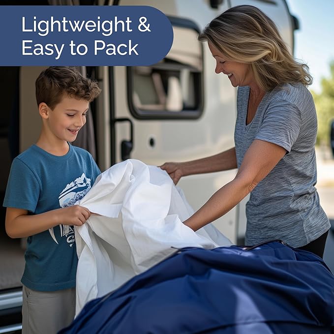 RV Short Queen Sheet Set 60 X 75 - 4 Piece RV Short Queen Bed Sheets - Ultra Soft, Breathable & Cooling - Designed for Bunks, Trailers & Camper - Fits 8” to 12" Mattress - Hotel Luxury Bedding - White