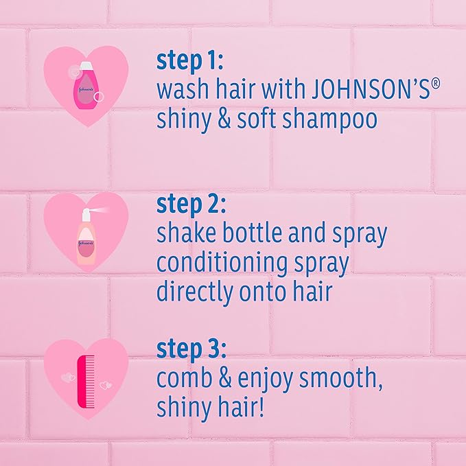 Johnson's Shiny & Soft Kids' Shampoo with Argan Oil & Silk Proteins, Daily Kids’ Hair Wash Gently Cleanses & Boosts Natural Shine & Softness, No Added Parabens & Sulfates, 13.6 fl. oz