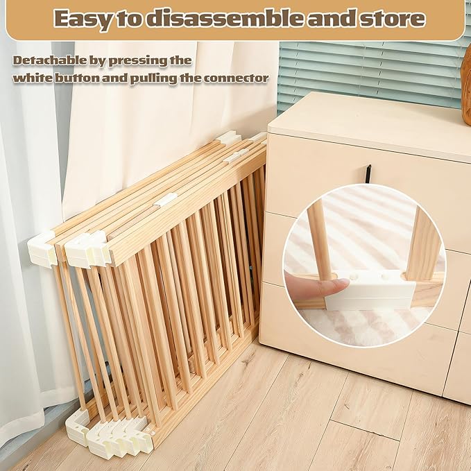 Extra Large Wooden Baby Playpen,Play Pen for Babies and Toddlers Kids Indoor,Security Playard Area Indoor,Easy to Assemble (73x73x24 Inch)