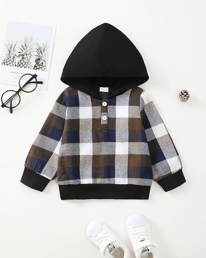 NZRVAWS Toddler Baby Boy Clothes 6 12 18 24 Months Long Sleeve Hoodie Sweatshirt Fall Winter 2-8T Little Boy Outfits