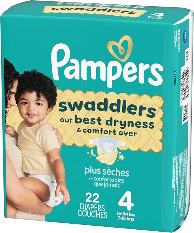 Pampers Swaddlers Diapers, Size 4 (15-34 lbs), 22 Count, Absorbent, Keeps Baby Dry and Comfortable, Skin Safe Disposable Baby Diaper (Packaging May Vary)
