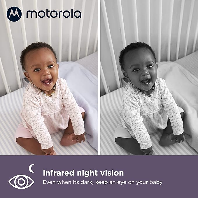 Motorola Nursery WiFi Video Baby Monitor with Camera and Audio, 5" Screen, HD Camera, Remote Pan-Tilt-Zoom, Smartphone App Access, 2-Way Talk, Night Vision, Temperature and Motion Alerts - VM85
