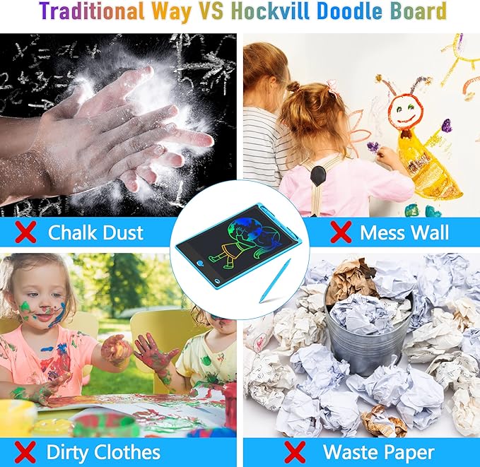 Hockvill LCD Writing Tablet for Children 8.8 Inch, Toys for Girls Boys Drawing Pad for 3 4 5 6 7 Year Old Kids Toys, Children’s Day Valentines Gift for Kids, Toddler Doodle Board Travel Essentials