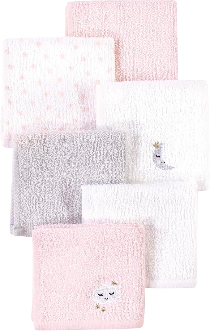 Hudson Baby Unisex Baby Super Soft Cotton Washcloths, Pink Cloud, One Size