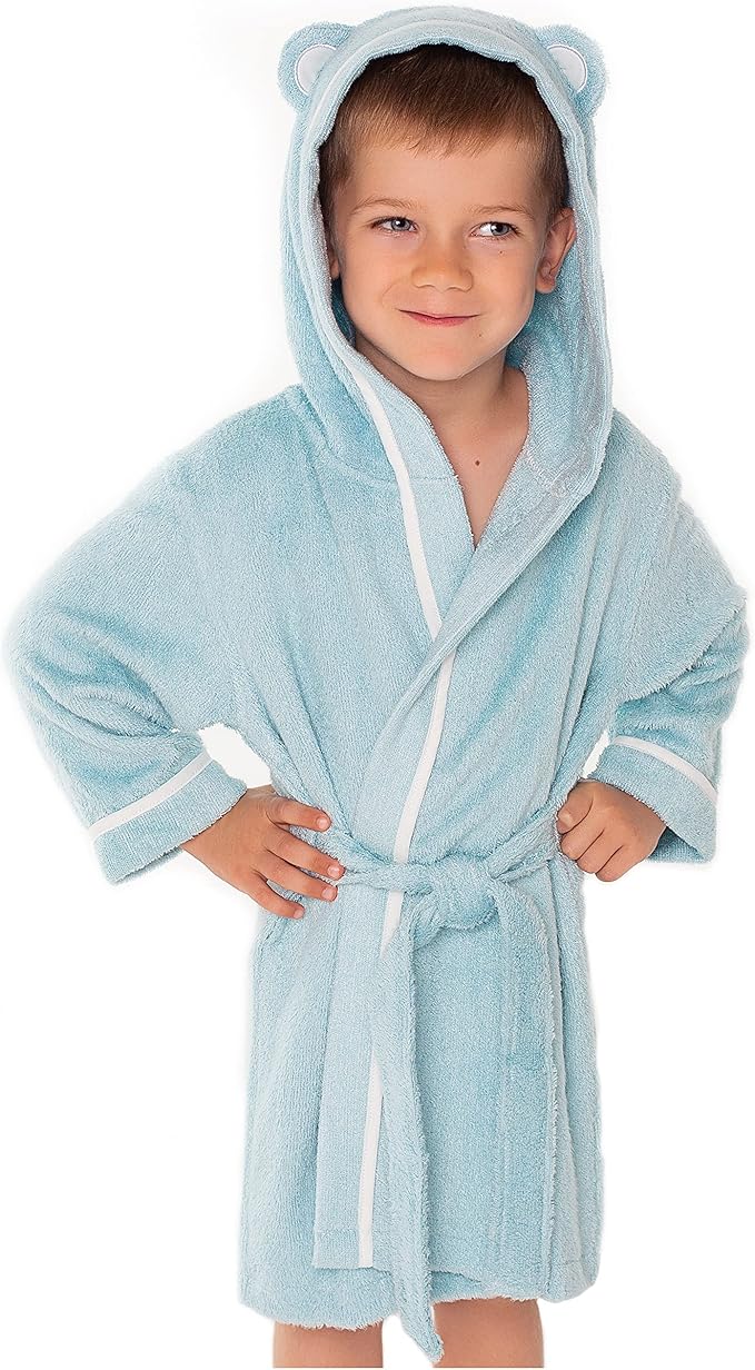 Premium Soft Toddler Bathrobe - Rayon from Bamboo Toddler Robe with Hood - Kids Boys & Girls Robe