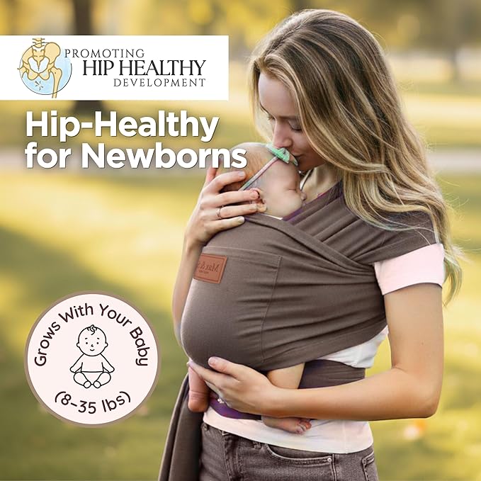 Baby Wrap Carrier - Premium Cotton Baby Carrier Wrap for Newborn to Toddler- Infant Carrier for Babies 8-35 lb - Baby Holder One Size Fits All with Front Pocket by Max&so