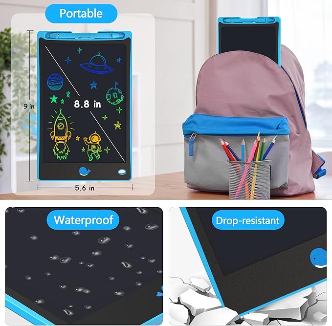 Hockvill LCD Writing Tablet for Children 8.8 Inch, Toys for Girls Boys Drawing Pad for 3 4 5 6 7 Year Old Kids Toys, Children’s Day Valentines Gift for Kids, Toddler Doodle Board Travel Essentials