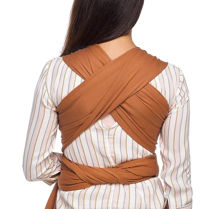 Moby Baby Wrap Carrier Evolution for Newborns to Toddlers (8-33lbs), Infant Sling Carrier, Lightweight & Hands Free Design, Adjustable for All Body Types, Baby Registry Gift (Caramel)