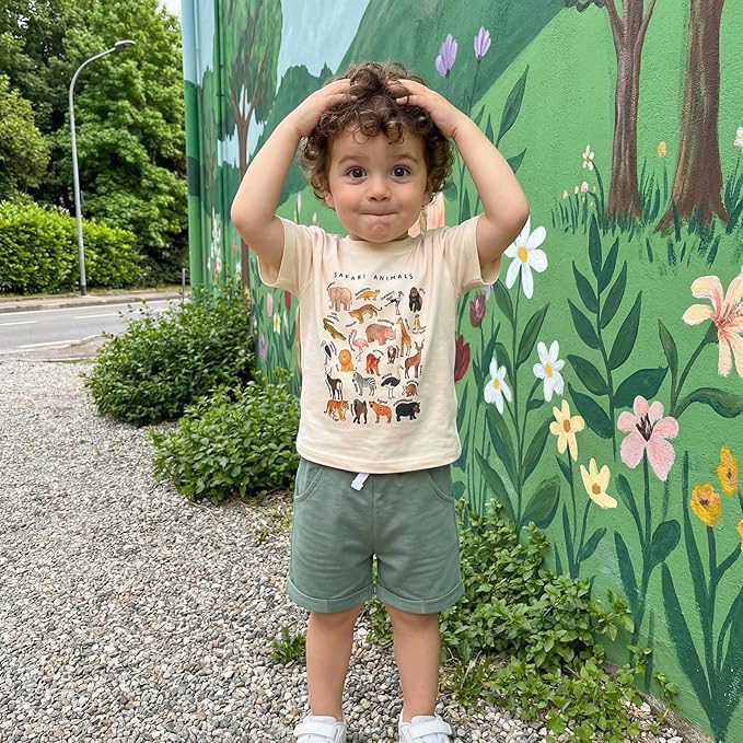WZTYYDS Toddler Baby Boy Summer Clothes 2T 3T 4T 5T Boys Outfit Letter Truck Short Sleeve T-Shirt Tops + Shorts Set