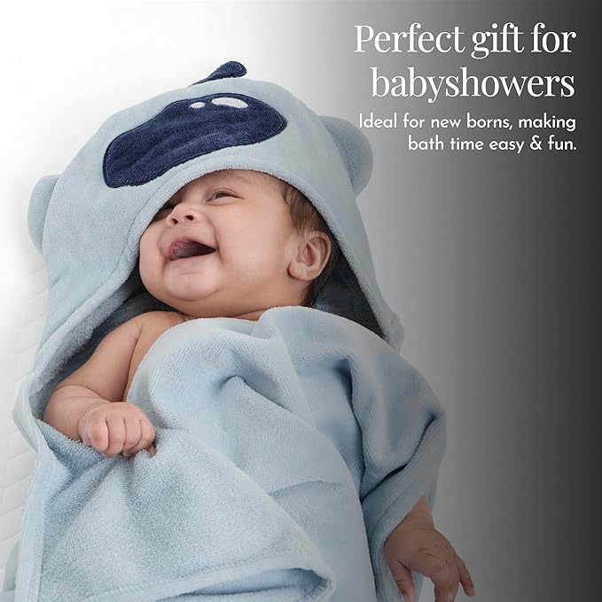Evolur AstroNap 6 pc Baby Gift Set, Includes Hooded Towel & 5pc Wash Cloths, Soft and 100% Cotton Woven, for Newborn, Infants and Toddlers 0-9 Months