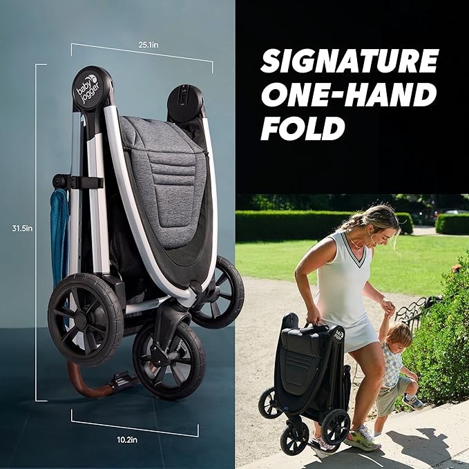 Baby Jogger City Mini GT3 All Terrain Stroller with Forever Air Rubber Tires and All Wheel Suspension with Magnetic Buckle and No-Rethread Harness, Height-Adjustable Handlebar, and Foot Brake