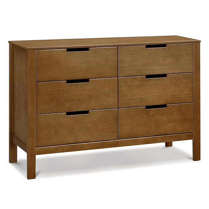 Carter's by Davinci Colby 6-Drawer Baby Dresser - GREENGUARD Gold Certified, Wooden Double Chest of Drawers for Kids - Versatile Storage Dresser for Bedroom, Nursery, Living Room, Hallway - Walnut