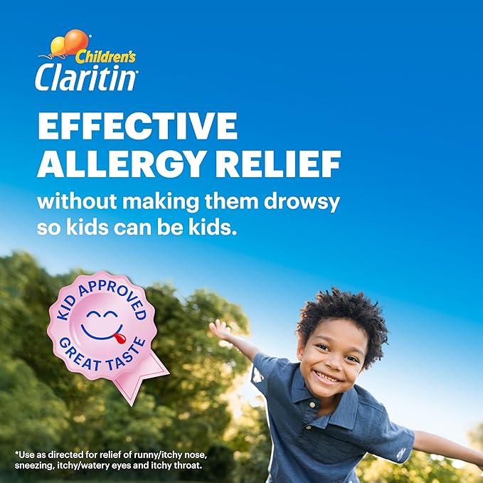 Claritin Children's Allergy Medicine, 24-Hour Non-Drowsy Loratadine 5mg Chewable Tablet, Antihistamine for Kids Ages 2 Years and Older, Grape & Bubble Gum Flavors, 40 Tablets