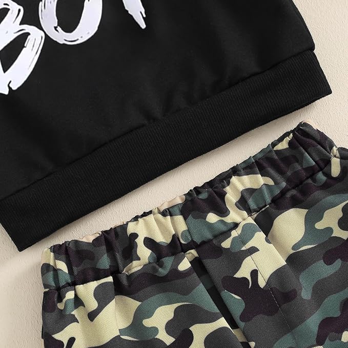 wdehow Toddler Kids Baby Boy Fall Outfits 1T 2T 3T 4T 5T Letter Print Long Sleeve Tops Camouflage Pants Winter Clothes Sets