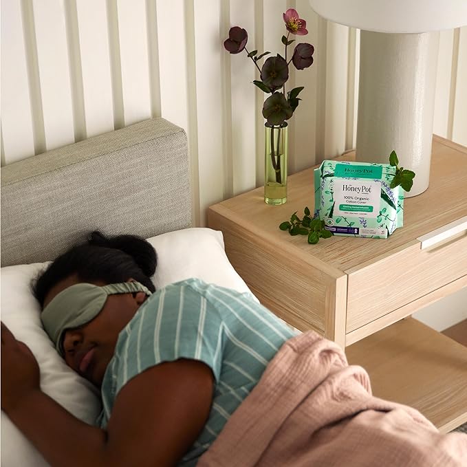 The Honey Pot Company - Herbal Sanitary Pads for Women - Heavy Flow Overnight w/Wings - Infused w/Essential Oils for Cooling Effect & Organic Cotton Cover - Feminine Care - 16 ct