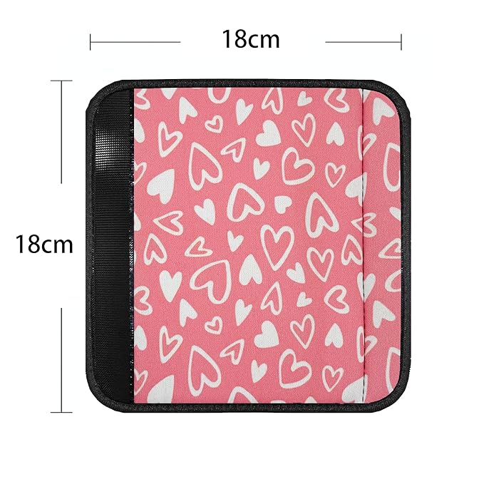 2 Pack VegaPunkLab Seat Straps Shoulder Pads for Kids - Seat Belt Cover Pad, Strap Wrap Cover for Bogg Bag, Perfect for Car Booster Seats, Strollers, High Chair, Backpacks, and More, Pink Heart