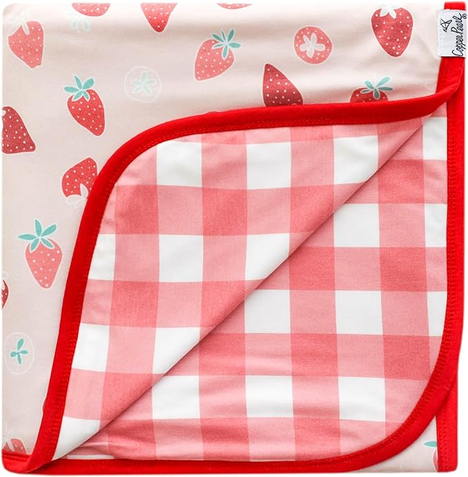 Copper Pearl Three-Layer Quilt: Soft Quilts for Boys & Girls | Breathable, Cozy Toddler Blanket | Newborn Quilt | 46x46 Premium Polyester/Rayon | Strawberry