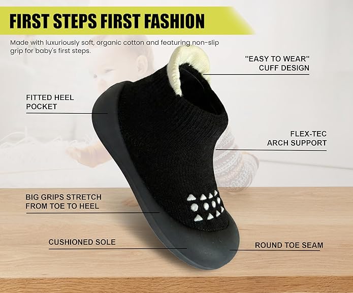 Baby Sock Shoes Boys Girls First Walking Shoes Non-Slip Slippers Soft Sole Sneakers Toddler Infant Babygirl