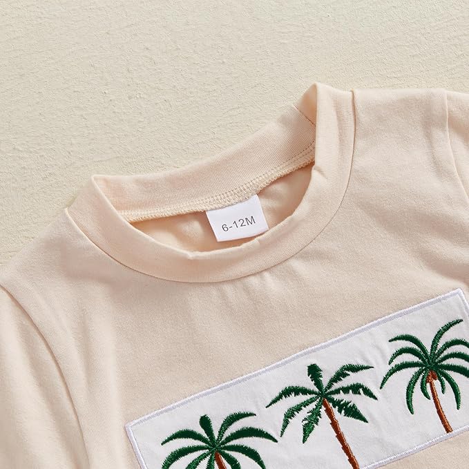 fhutpw Toddler Baby Boy Summer Clothes Tractor Letter Short Sleeve T-Shirt Tops Pockets Casual Shorts Set Infant Outfits