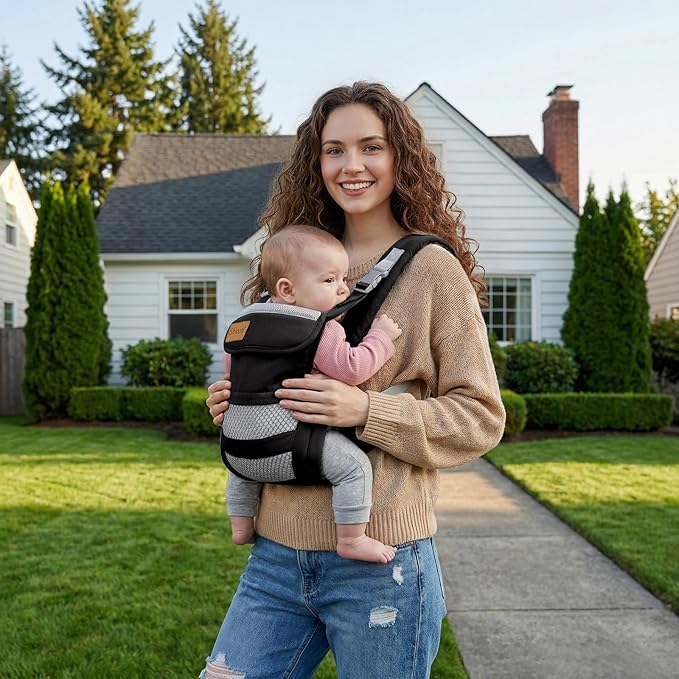 Baby Carrier Newborn to Toddler(7-30lbs), Toddler Carrier with Adjustable Shoulder Strap, Baby Holder Carrier with Breathable Mesh Fabric, Black