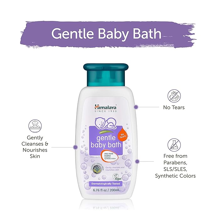 Himalaya Gentle Baby Bath, Baby Wash, Free-From Parabens, SLS/SLES and Phthalates (200 ml 1-PACK)