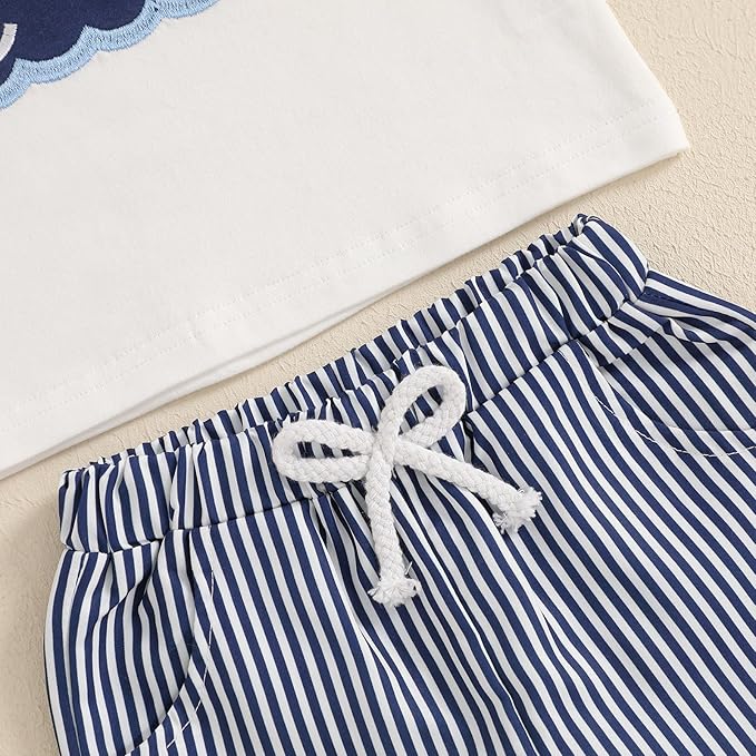 fhutpw Toddler Baby Boy Summer Clothes Tractor Letter Short Sleeve T-Shirt Tops Pockets Casual Shorts Set Infant Outfits