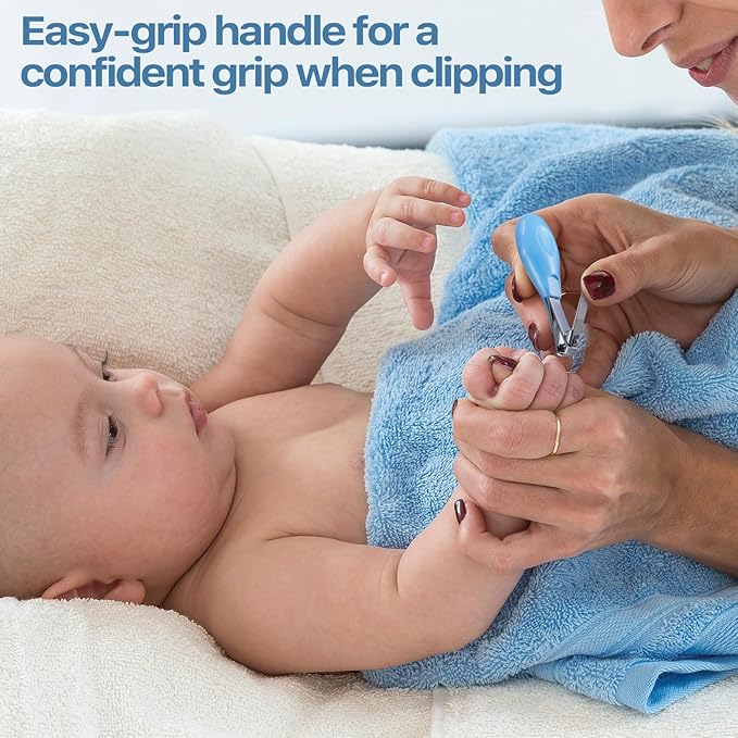 12 Pcs Baby Nail Clippers Bulk Blue Fold Up Stainless Steel Finger Trimmer Cutter for Newborn Infant, Home Travel Nursery(Blue)