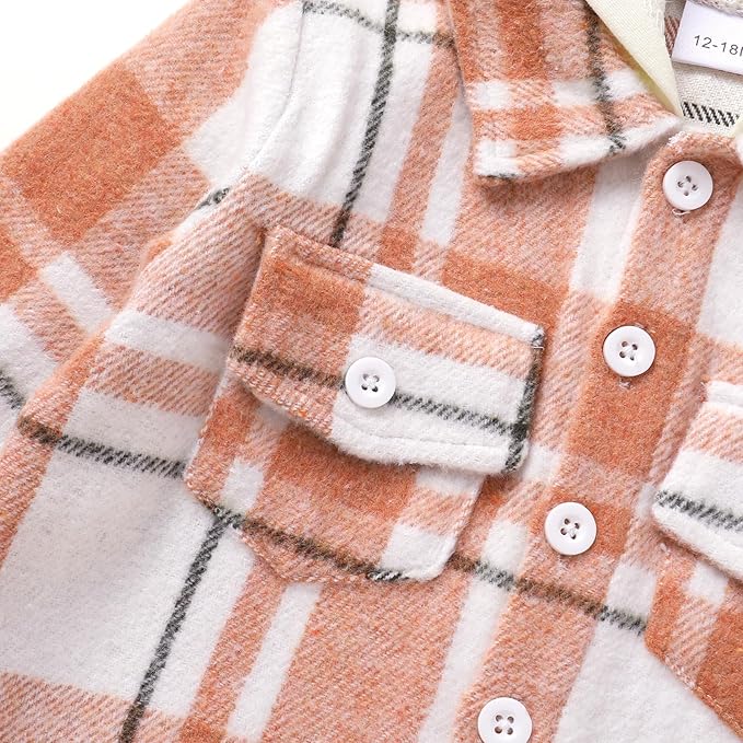 YOUNGER STAR Toddler Kids Boys Girls Flannel Hooded Plaid Shirt Button Baby Red Clothes