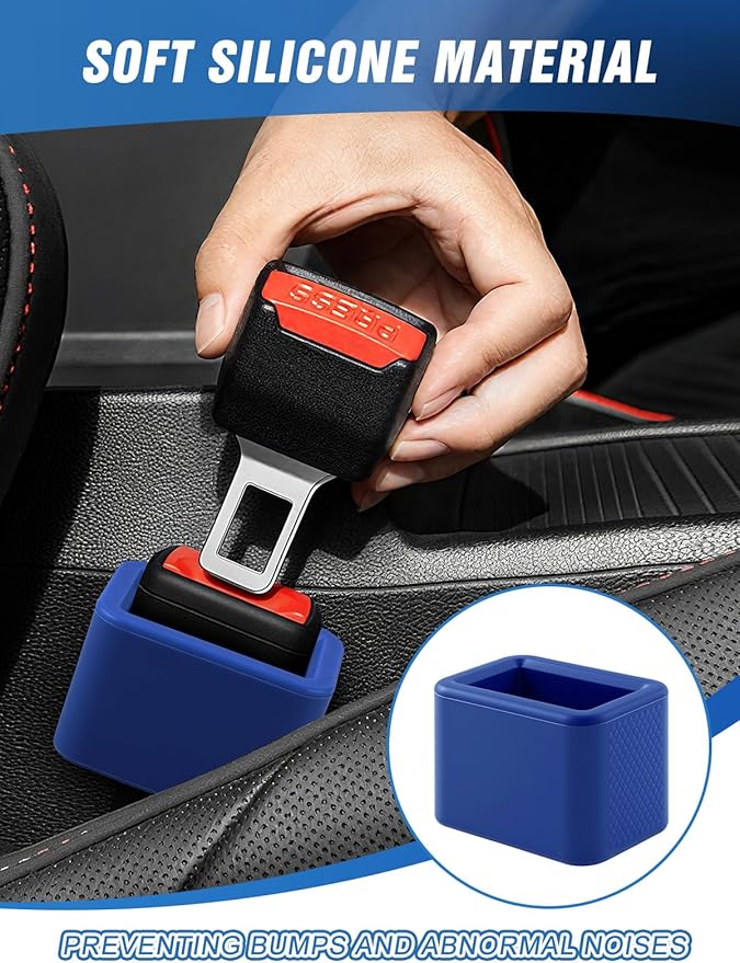 2 PCS Seat Belt Buckle Holder, Silicone Seatbelt Buckle Booster to Makes Receptacle Stand Upright for Easy Access (Blue)