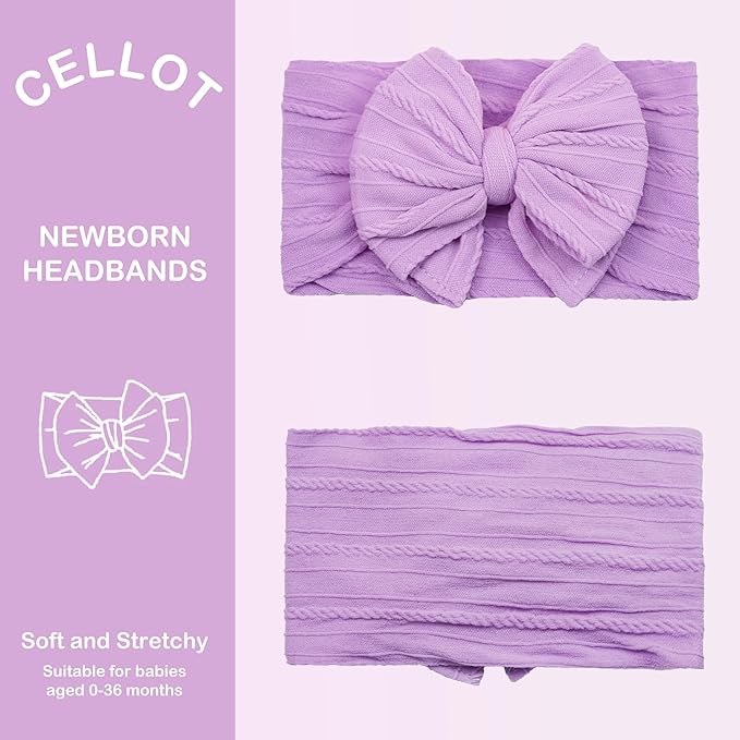 CÉLLOT 6 Pcs Super Stretchy Soft Handmade Headbands with Double Bows Head Wrap Nylon Hair Accessories For Newborn Baby Girls Infant Toddlers Kids(Green)