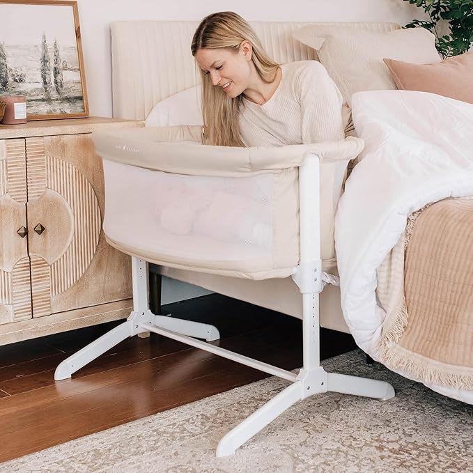 Baby Delight Beside Me Serenity Bassinet | Lightweight Bedside Sleeper & Baby Bassinet | 7-Position Height Adjustment | 100% GOTS Certified Organic Cotton Fabric | Organic Oat