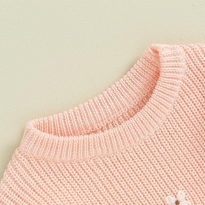 Mubineo Baby Girl Winter Clothes Cute Flower Sweater Crewneck Pullover Long Sleeve Knit Newborn Infant Sweaters
