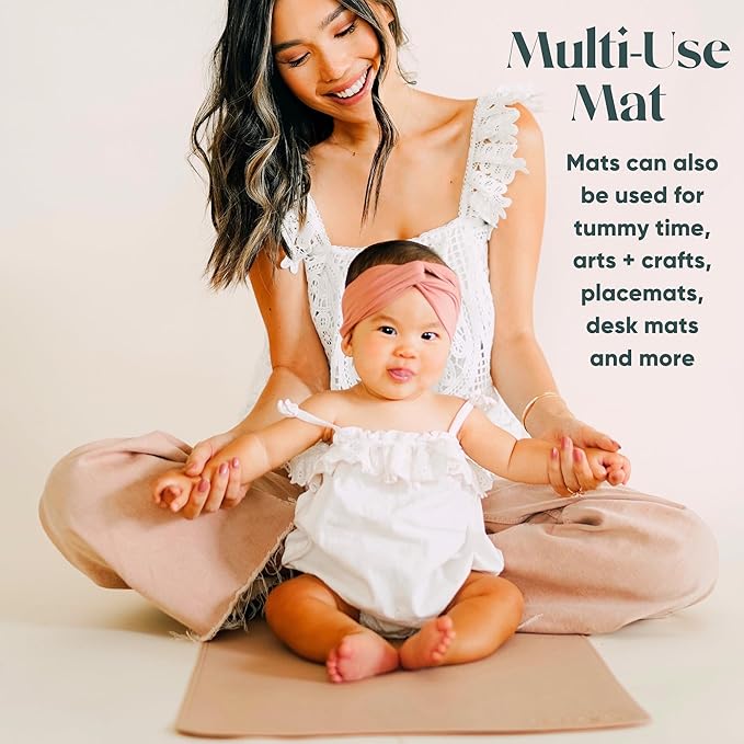 Ava + Oliver Vegan Leather Baby Changing Mat (16 X 30 in) - Multipurpose Wipeable and Portable Diaper Mat - Foldable for Travel (Sage)