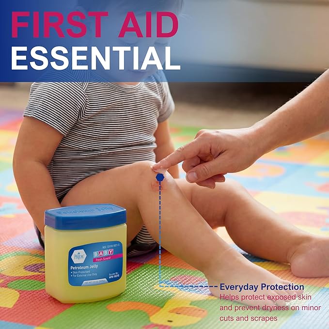 MED PRIDE Petroleum Jelly with Fresh Baby Scent, Baby Blue, 13 oz – Skin Protectant & Moisturizer for Dry Skin, Rashes, Minor Burns, Wounds, Chapped Lips, Dry Hands & Diaper Rash